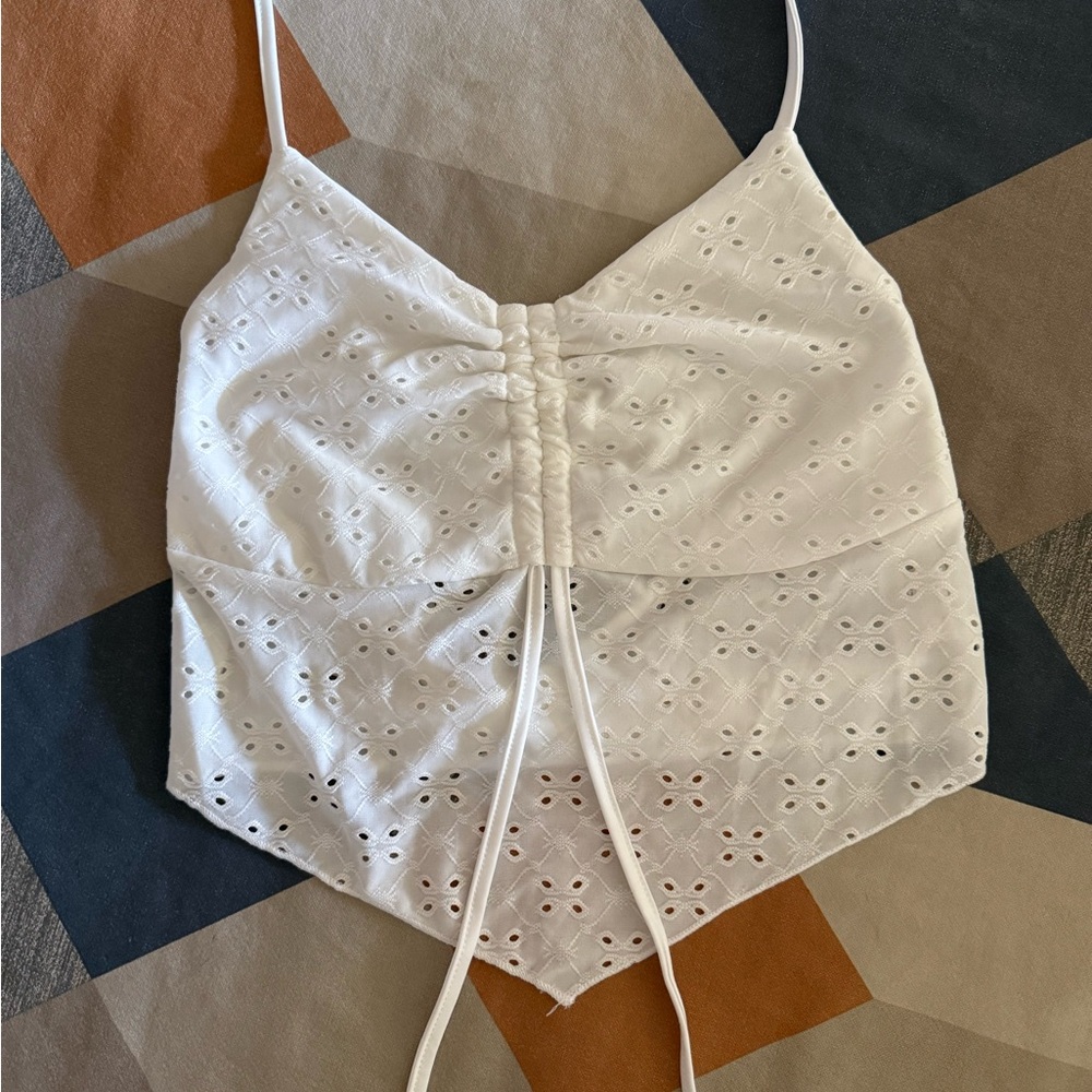 Elegant White Eyelet Women's Top